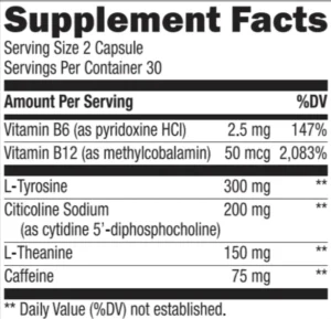 Vyvamind Supplement Facts 